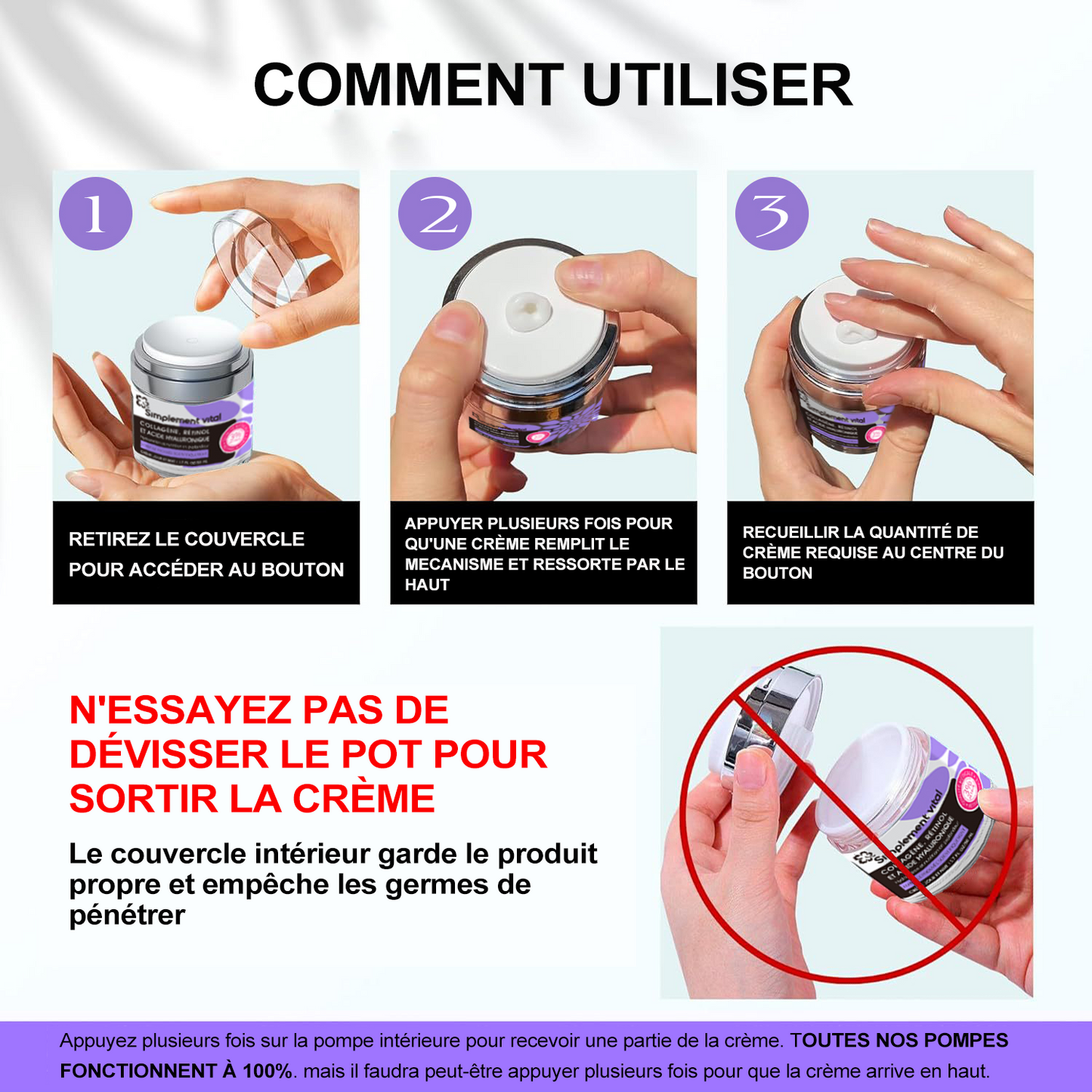 Crème Simplement Vital au Collagène, Rétinol et Acide Hyaluronique - Hydratant Anti-Âge Visage, Cou et Décolleté formulé au Etats-Unis